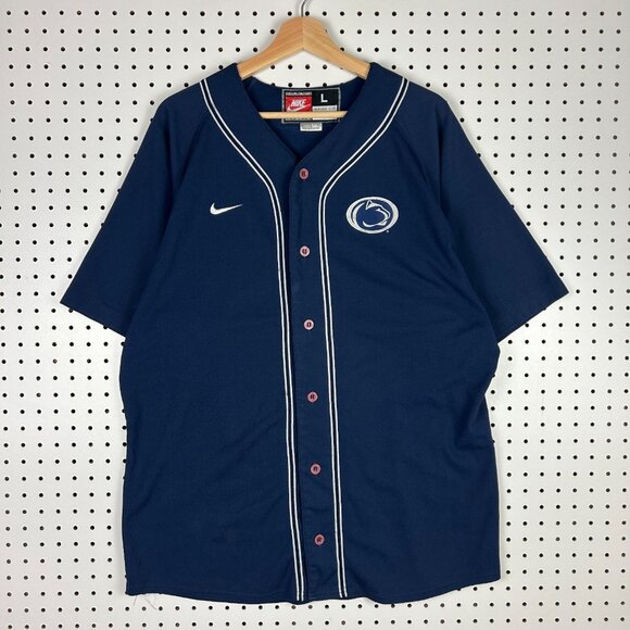 Penn State Nittany Lions Nike Baseball Jersey Large 90s Vintage Button Stitched - Picture 1 of 6